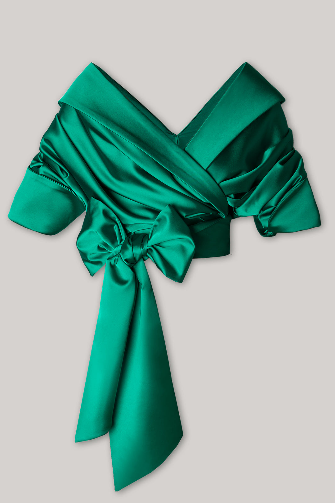 Angelina Satin Shirt In Emerald
