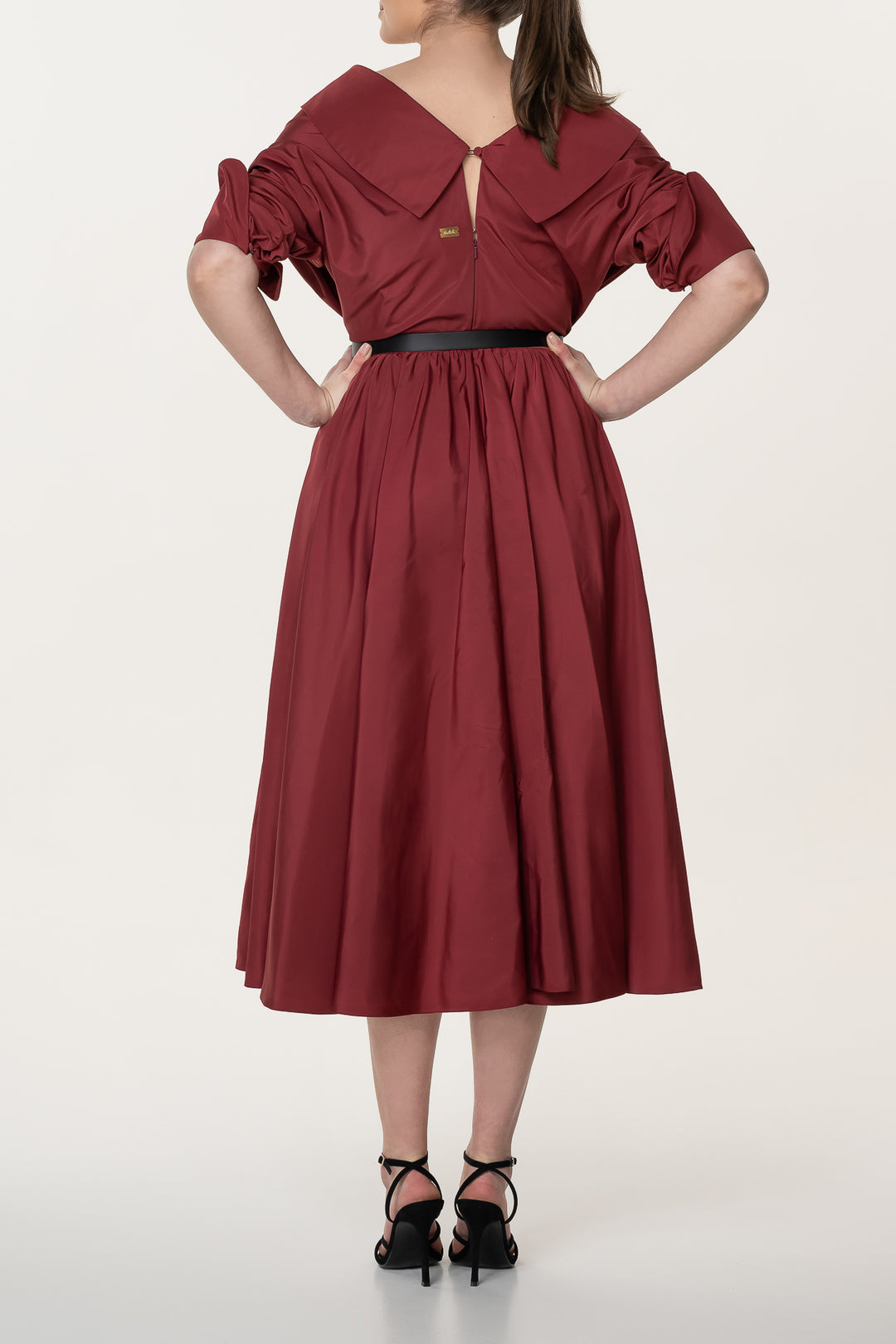 Carrie Taffeta Midi Dress in Pomegranate