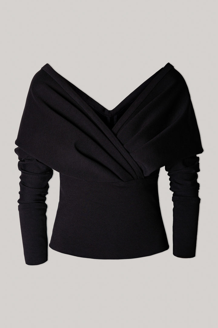 Sofia Side Over Side Stretchy Black Top