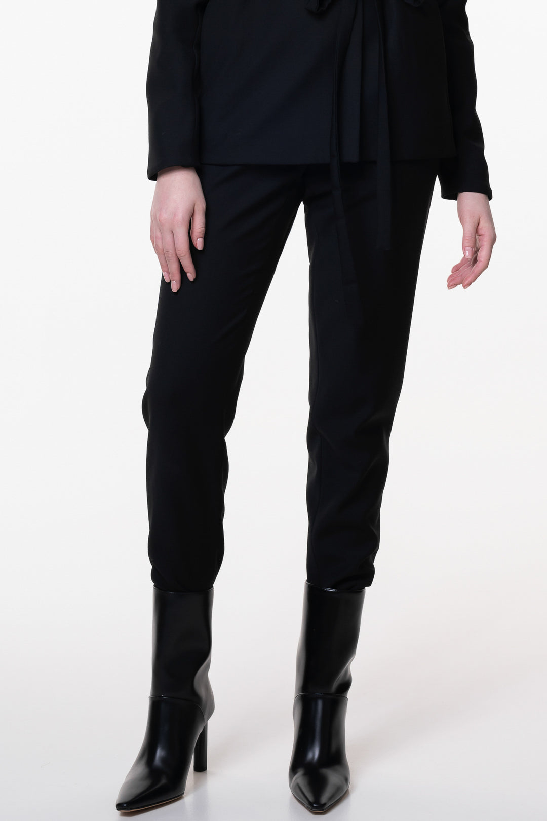 Black Virgin Wool Structured Conic Pants