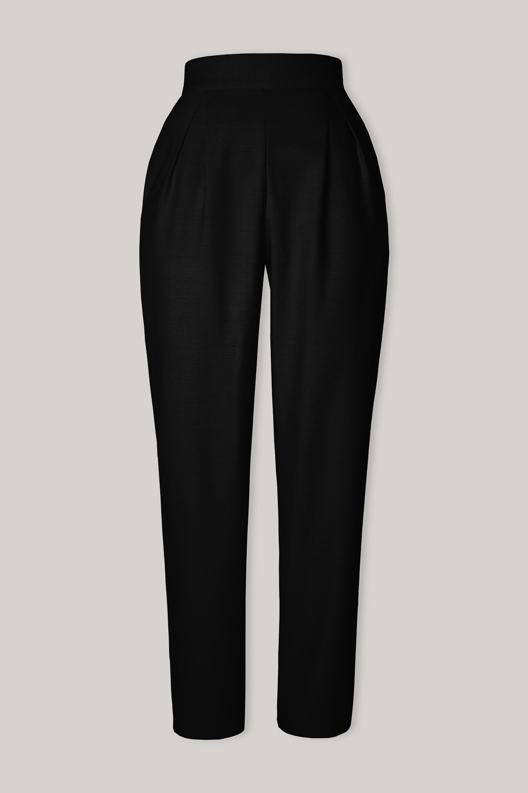 Black Virgin Wool Structured Conic Pants