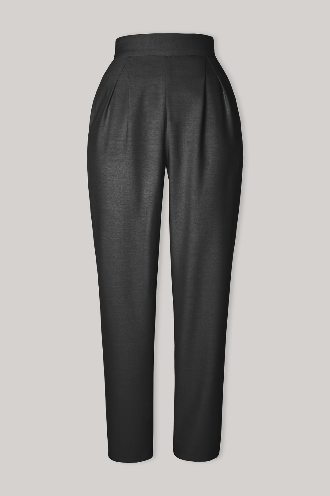 Anthracite Virgin Wool Structured Conic Pants