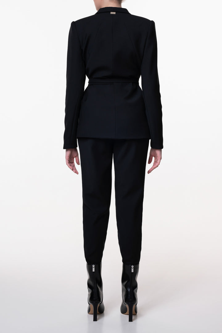 Virgin Wool Wrapped Blazer In Black
