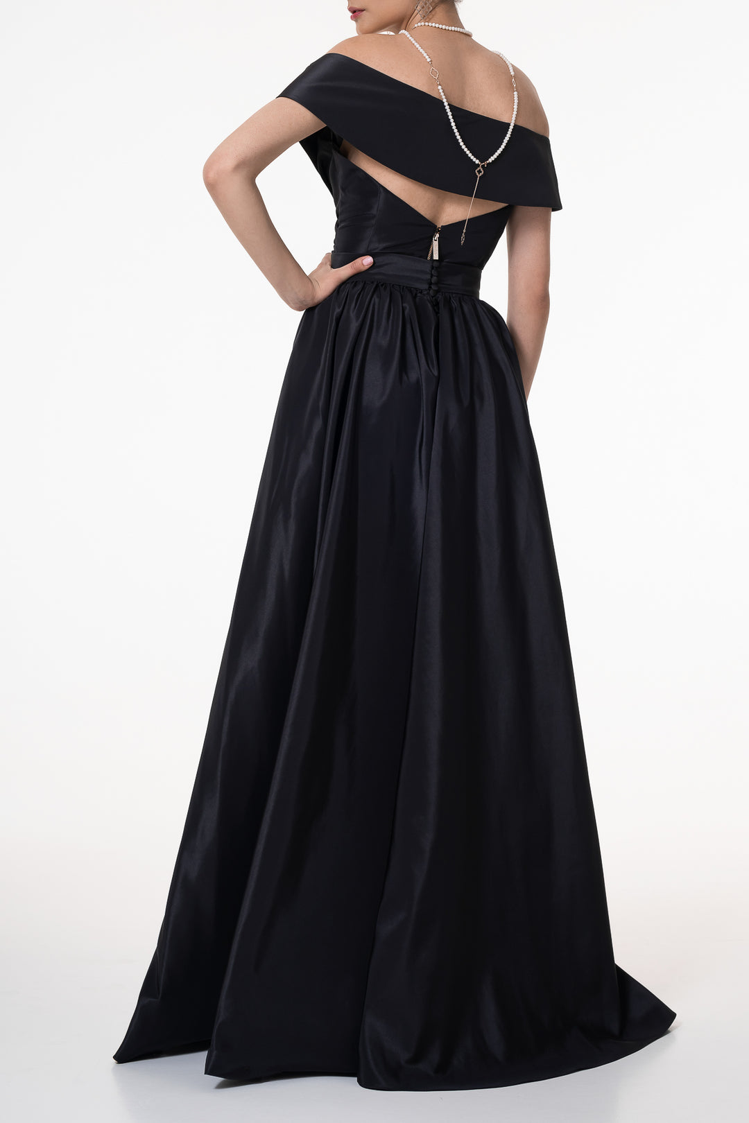 Enid Taffeta Short Dress In Black