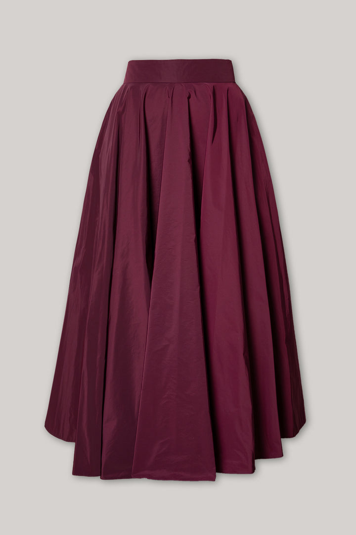 Taffeta Midi Skirt In Burgundy