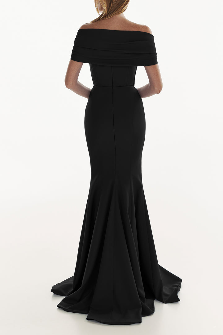 Alma Crepe Long Dress In Black