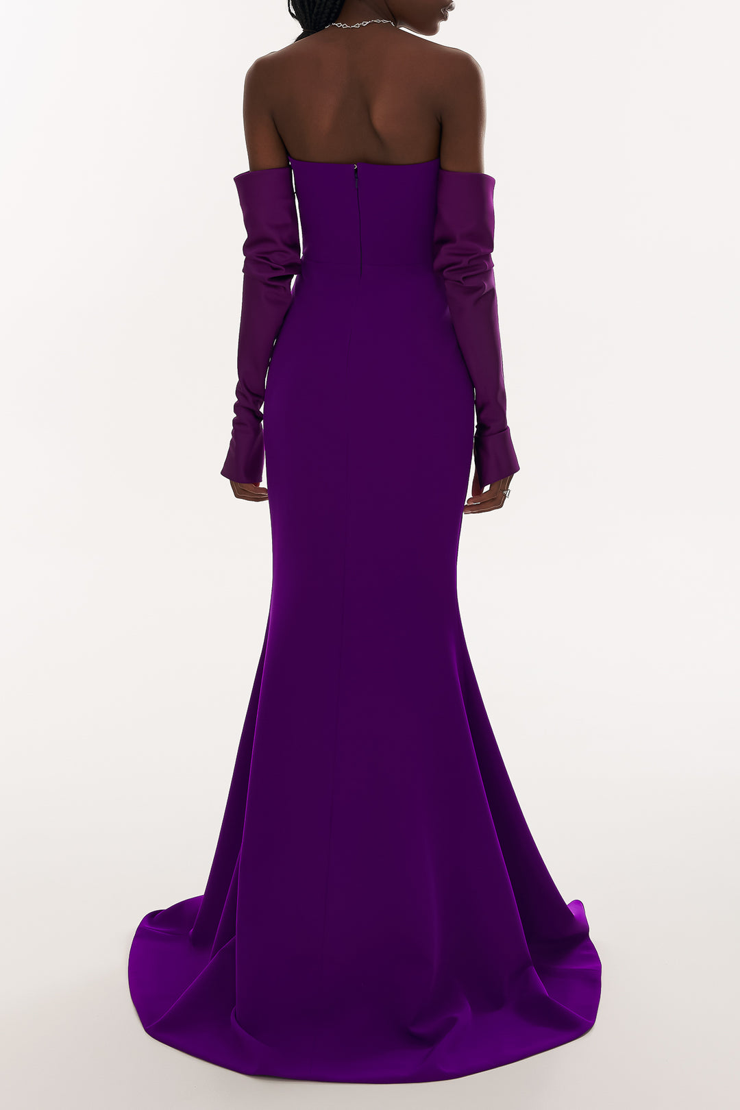 Raven Crepe Long Dress In Royal-Purple