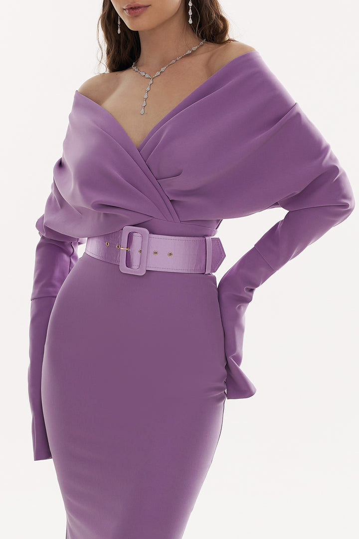 Sofia Dusty Violet Crepe Long Dress