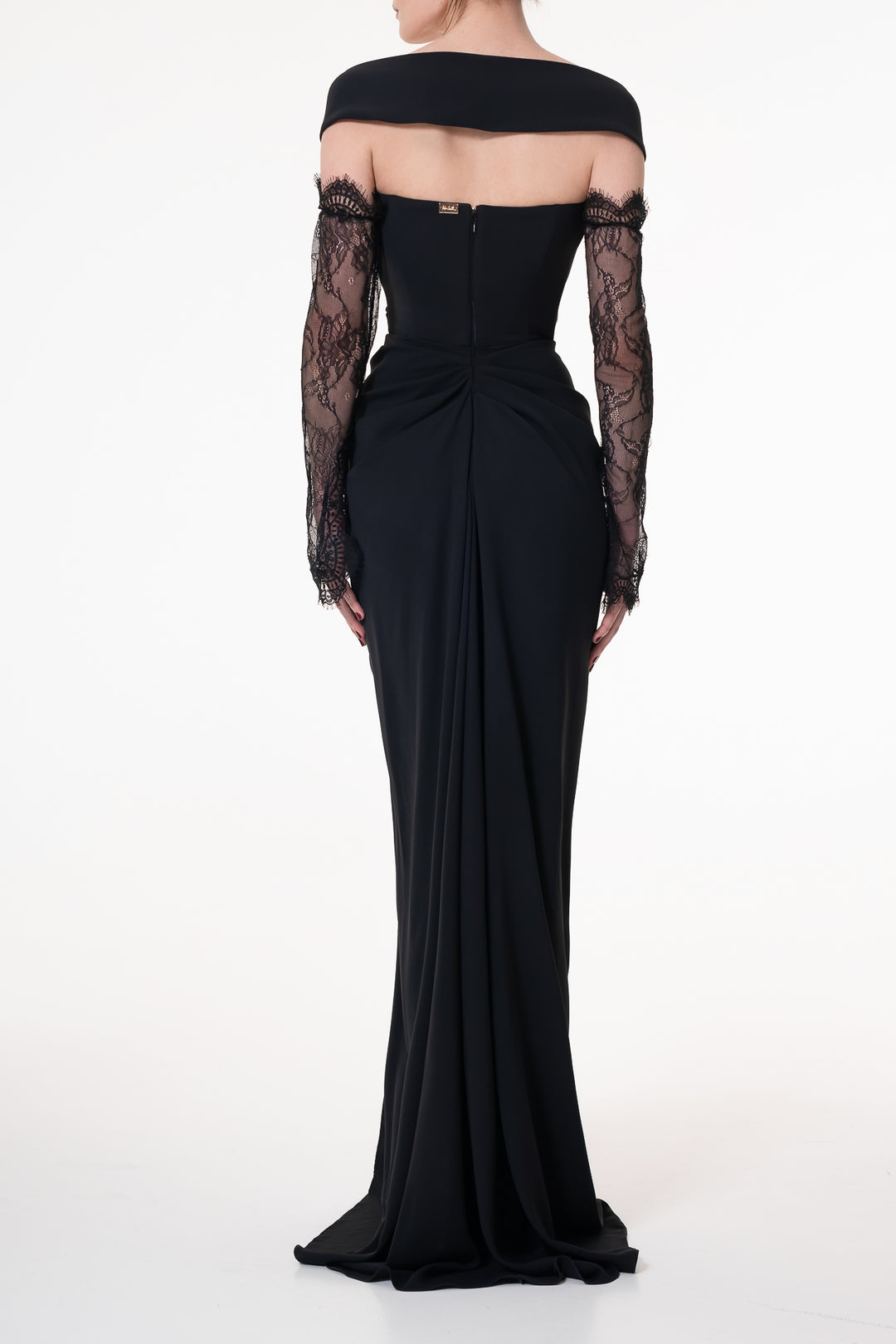 Athena Crepe Long Dress In Black