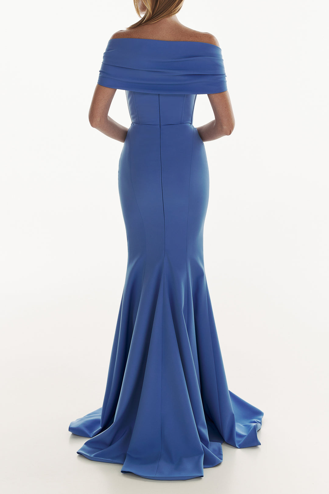 Alma Crepe Long Dress In Celeste