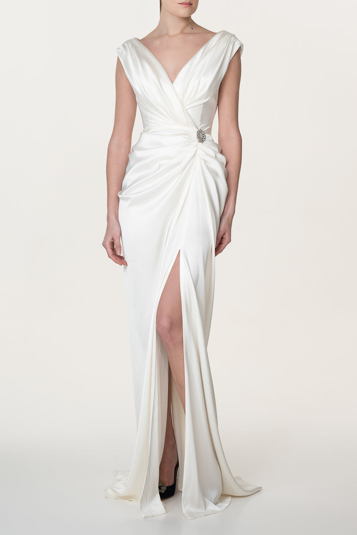 Saara Ivory Silk Long Dress