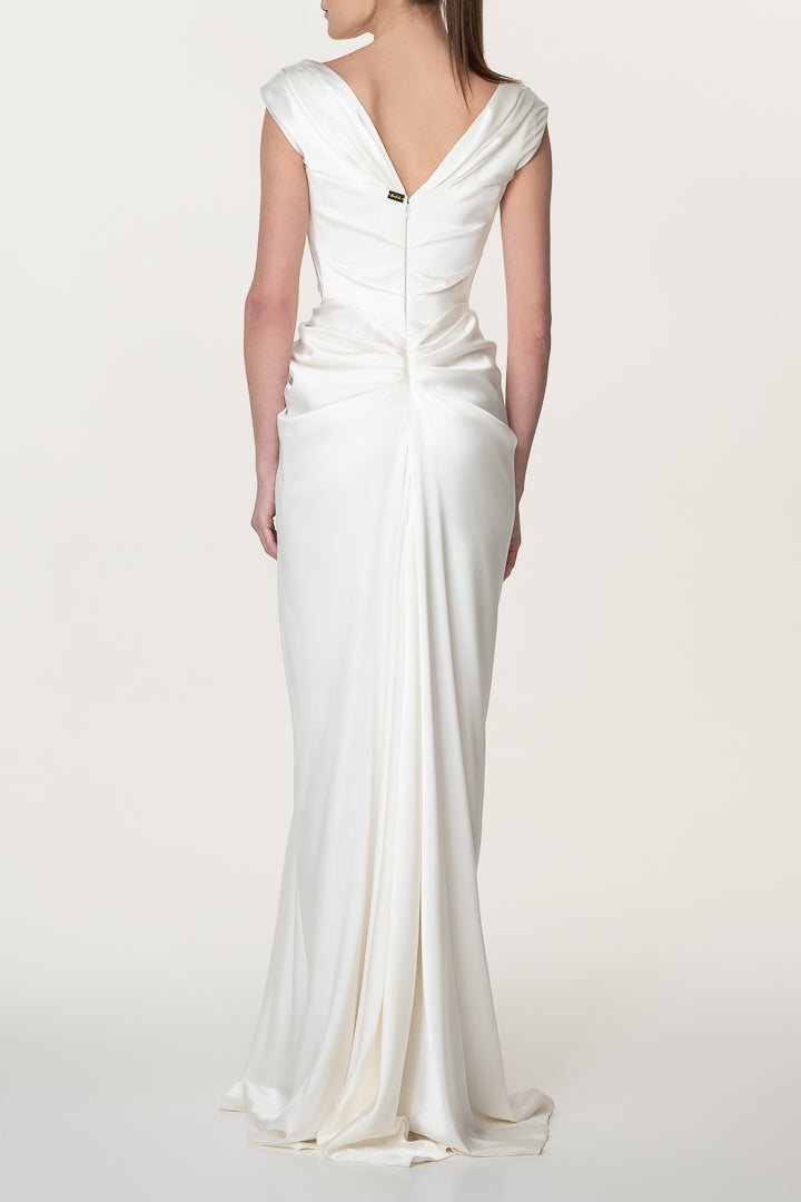 Saara Ivory Silk Long Dress
