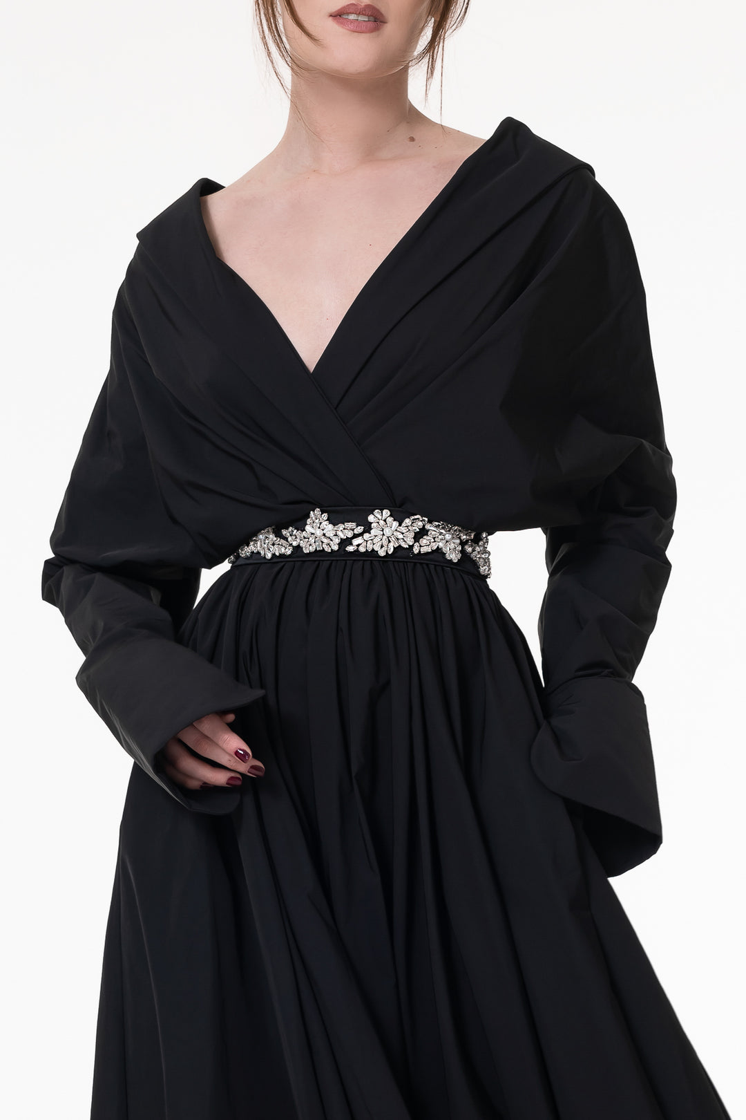 Carrie Taffeta Long Dress In Black