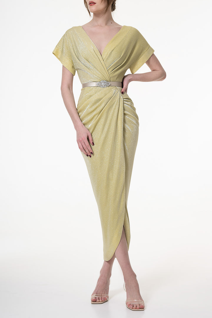 Daphne Lime Jersey Ankle Length Dress