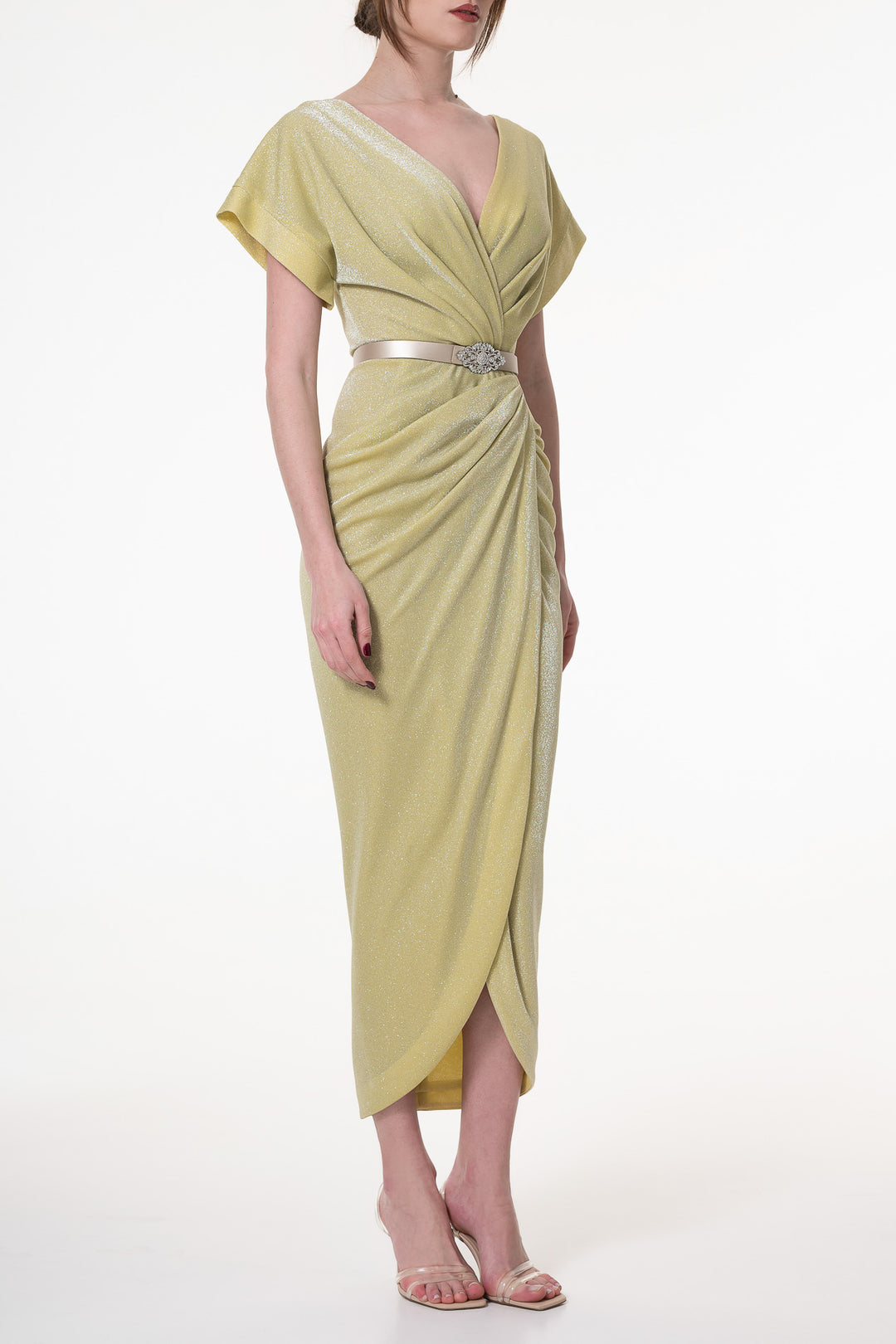 Daphne Jersey Dress In Lime