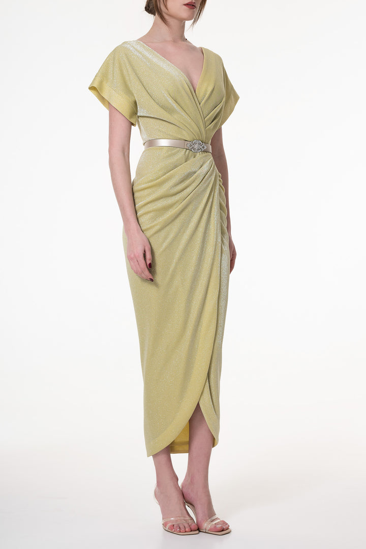 Daphne Jersey Dress In Lime
