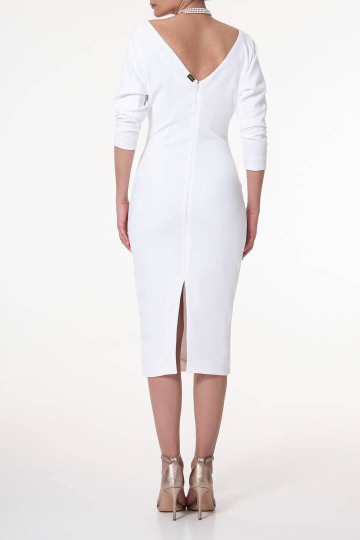 Kate Crepe Midi Dress In White