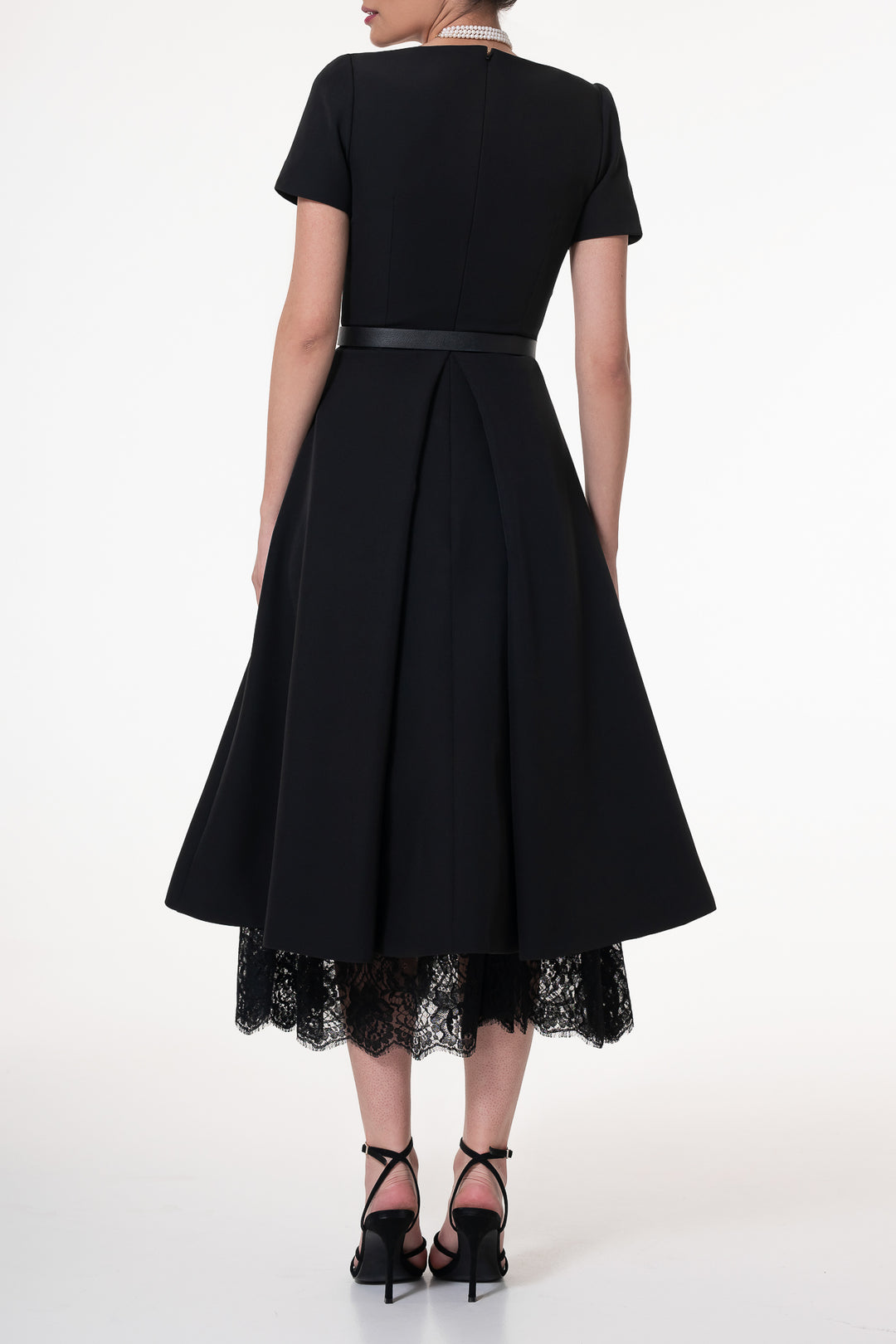 Grace Black Crepe Midi Dress