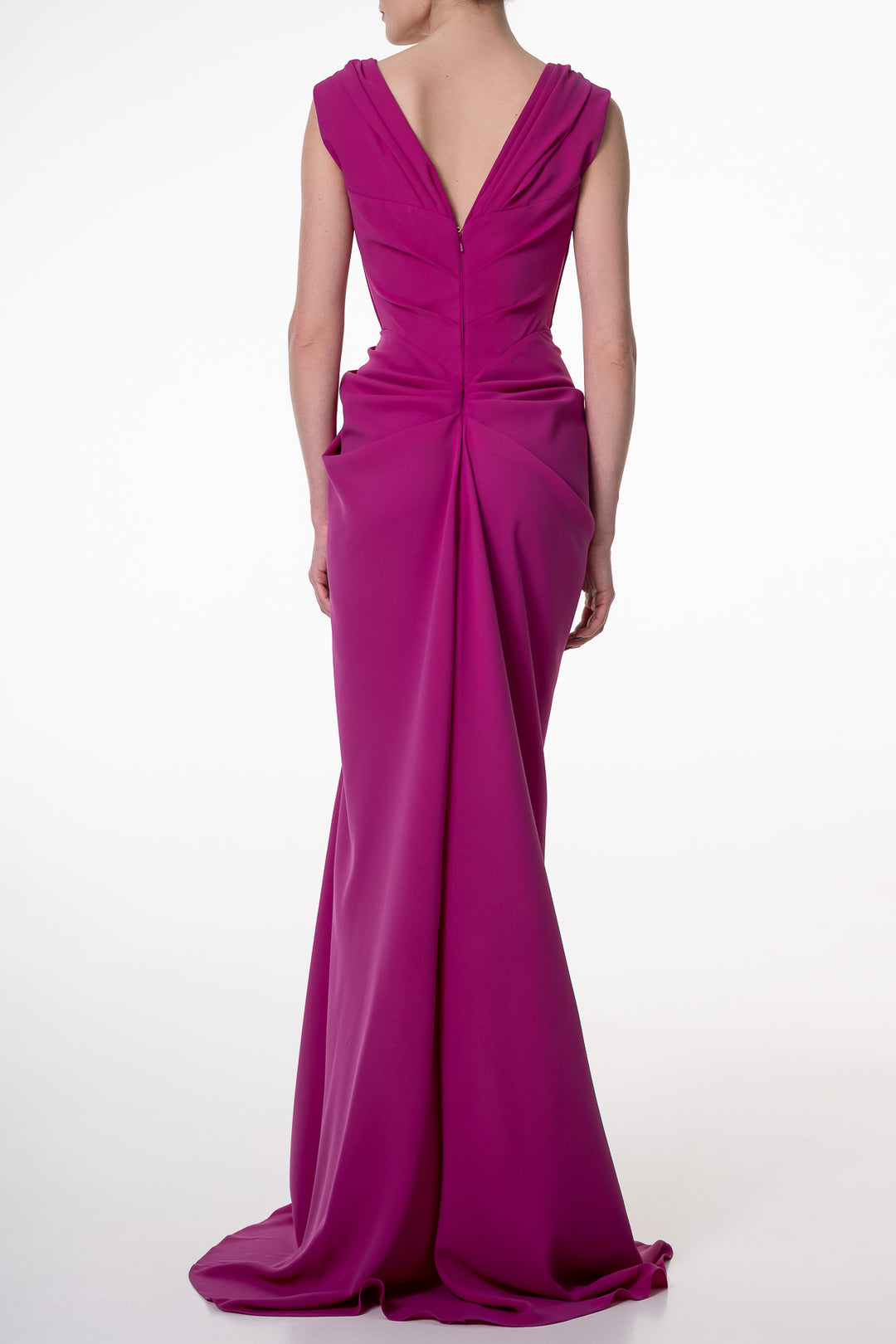Saara Crepe Long Dress In Sangria