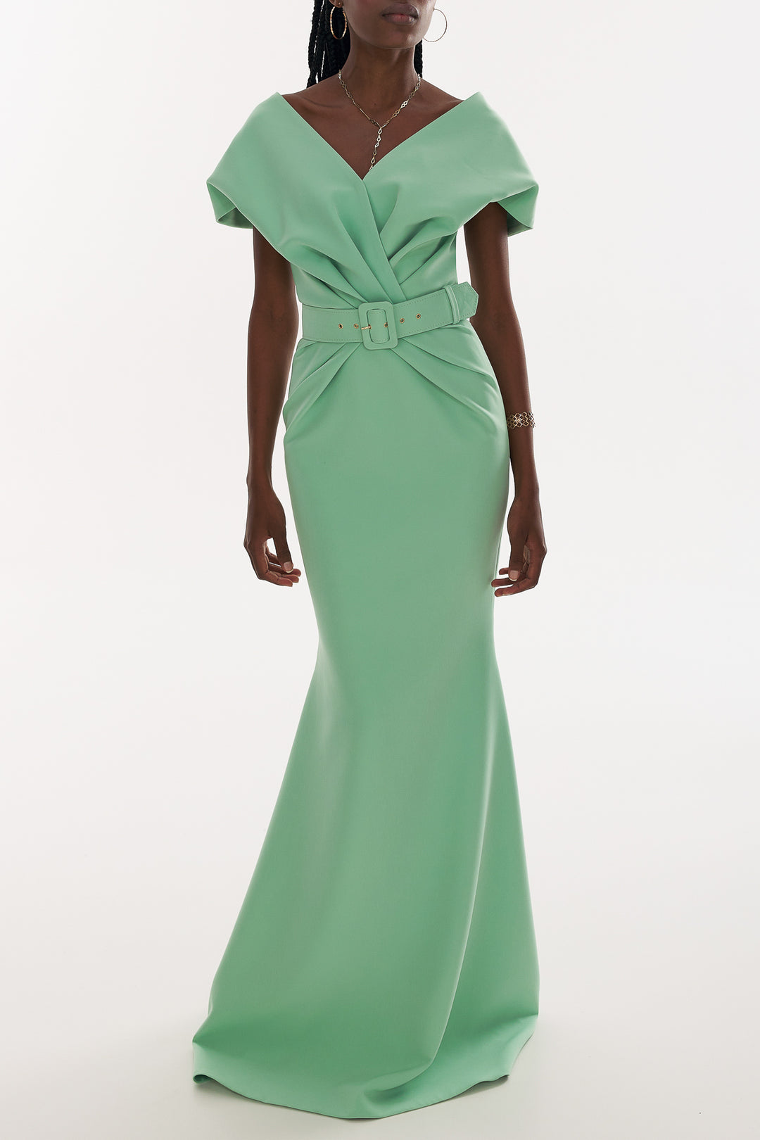 Kendra Crepe Dress In Aquamarine