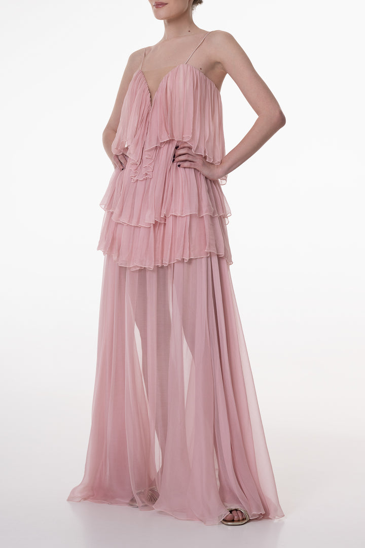 Priya Boho Silk Blush Long Dress
