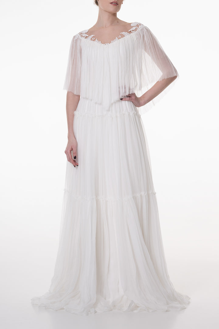 Clover Boho Silk Chiffon Long Dress