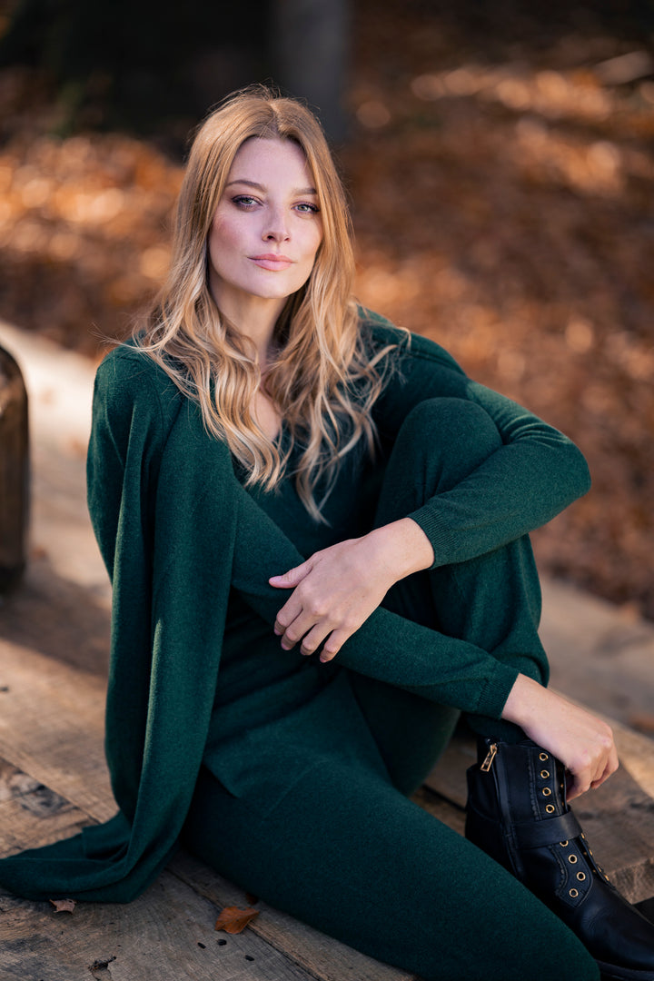 Noor Cashmere Cardigan In Spruce