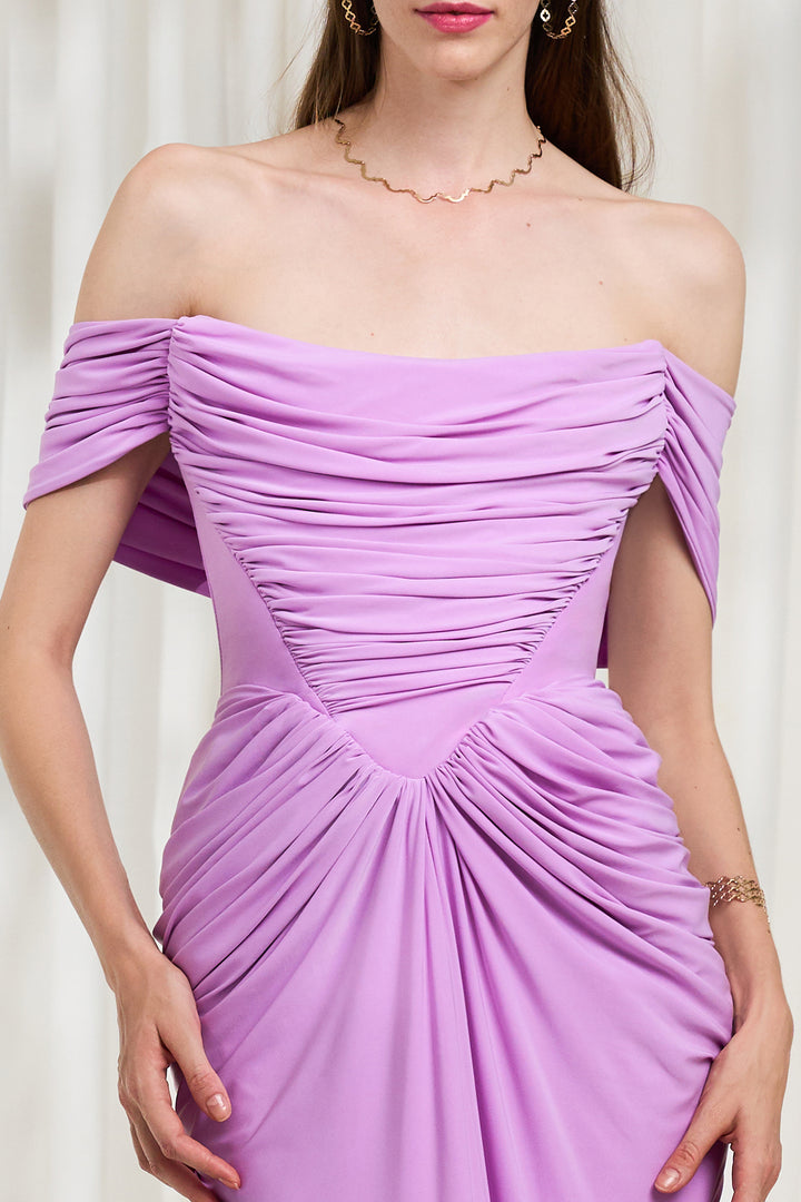 Lorene Jersey Dress In Soft Lilac