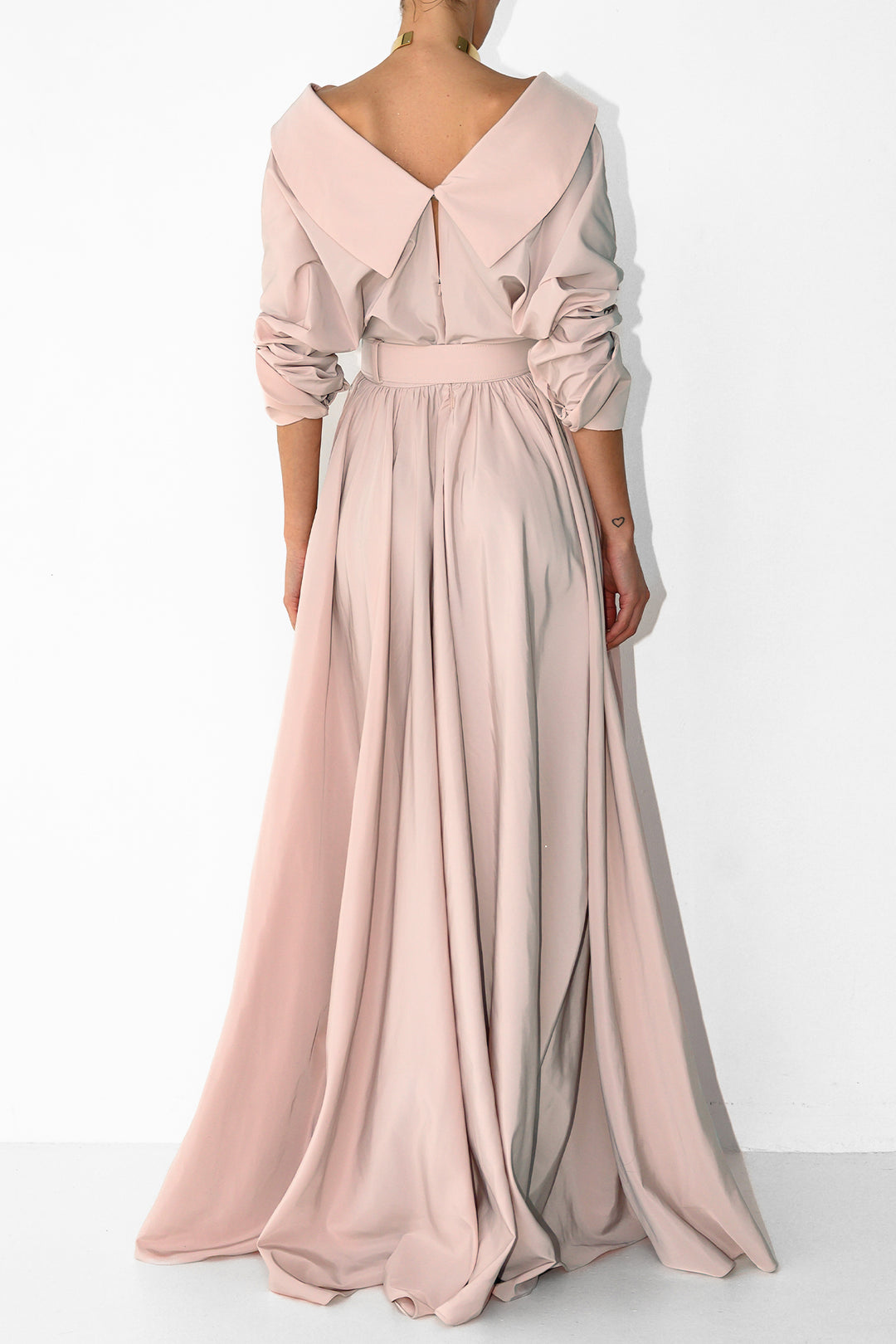 Carrie Taffeta Long Dress In Blush