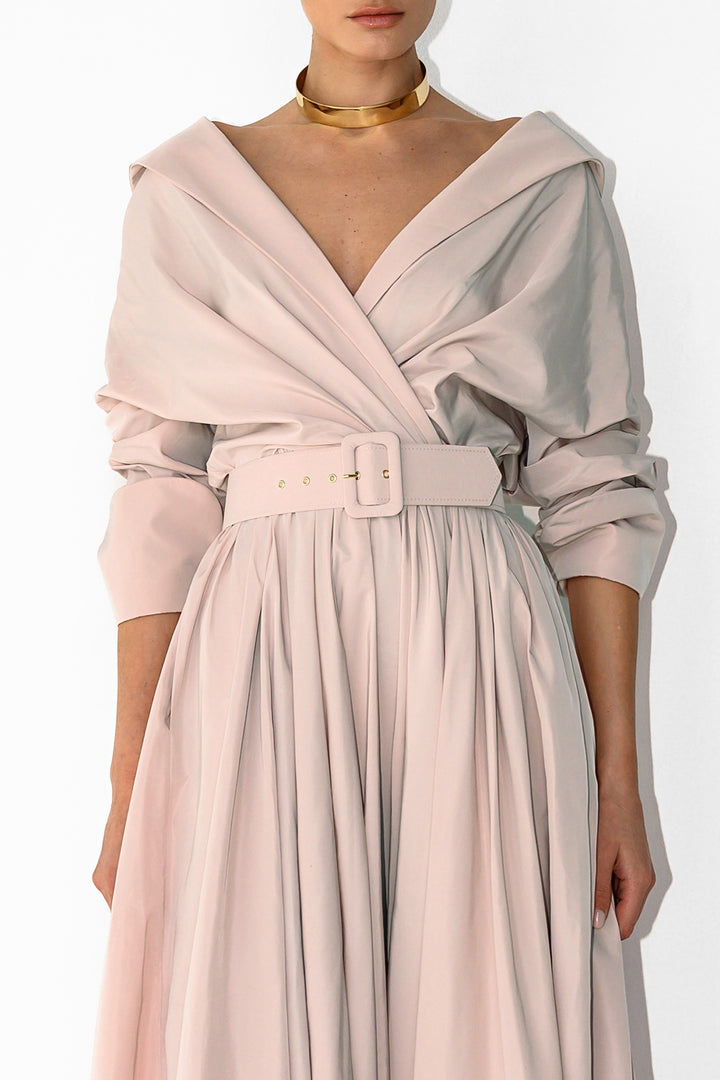 Carrie Taffeta Long Dress In Blush