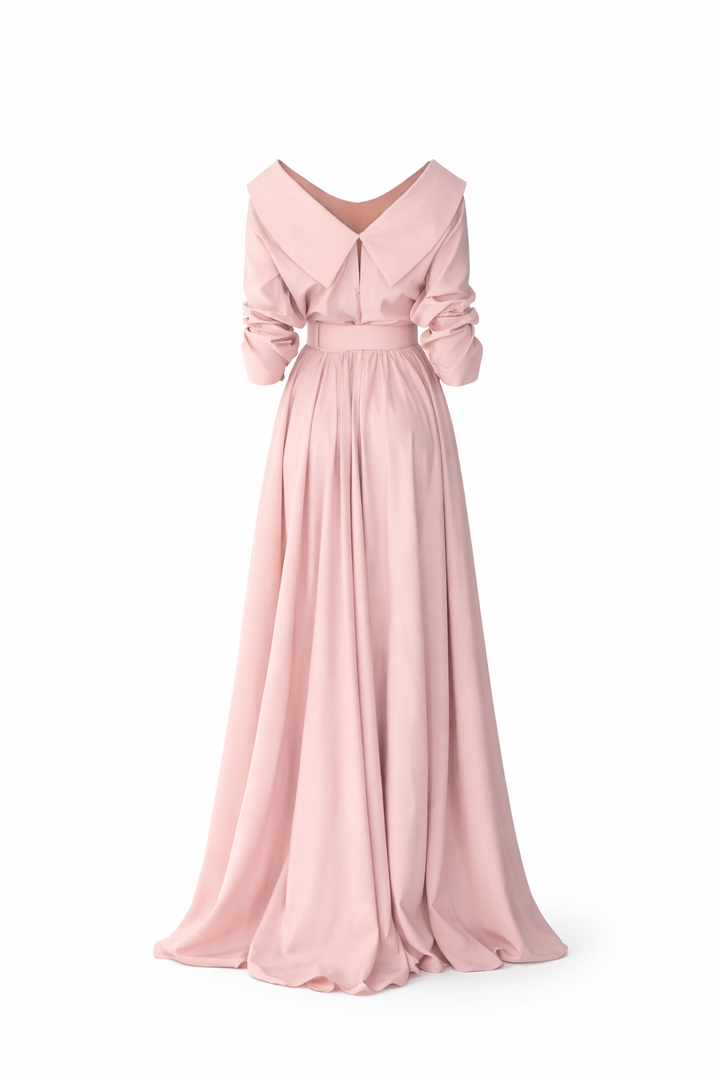 Carrie Taffeta Long Dress In Blush