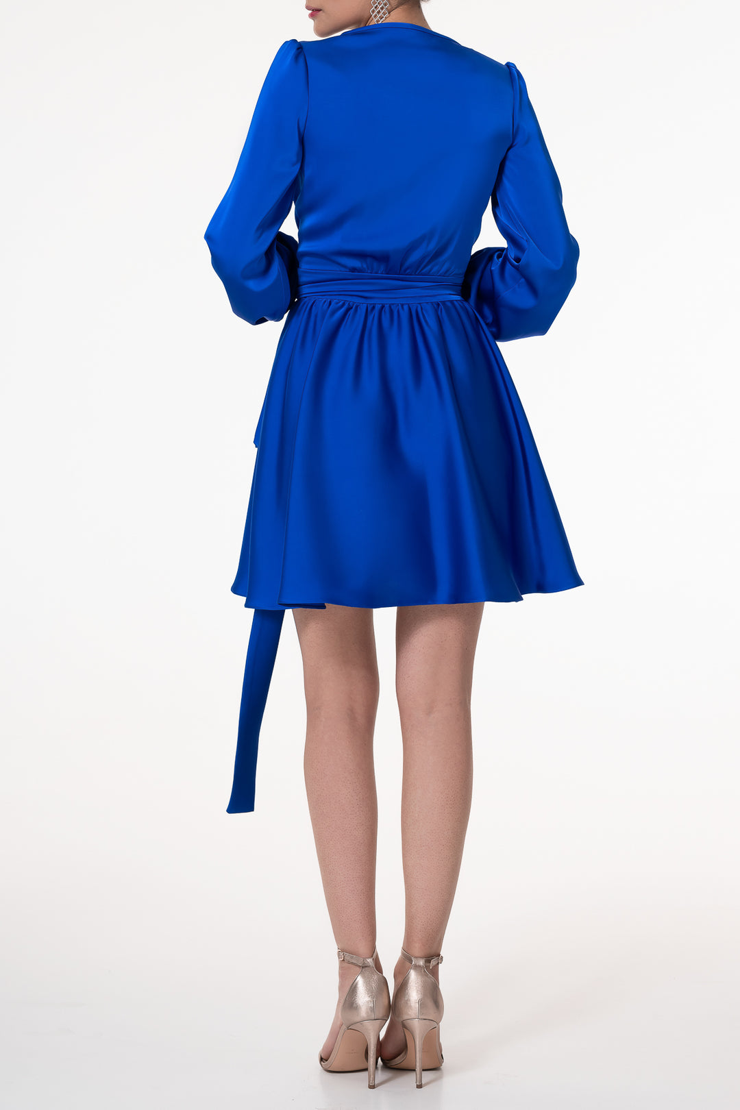 Louise Electric Blue Satin Crepe Short Dress