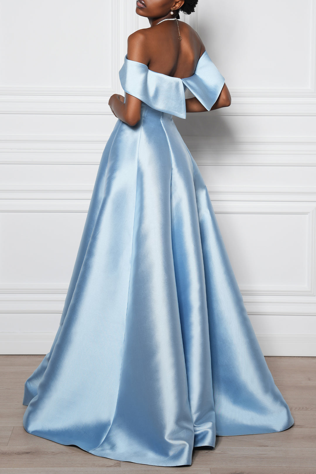 Ellie Arctic Blue Mikado Long Dress