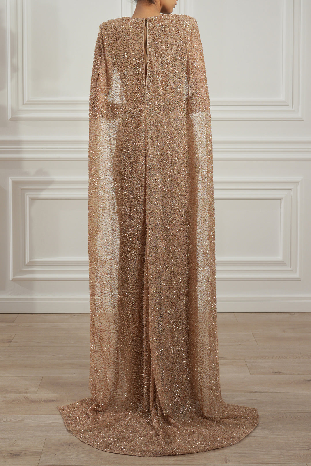 Asma Fudge and Gold Crepe Dress