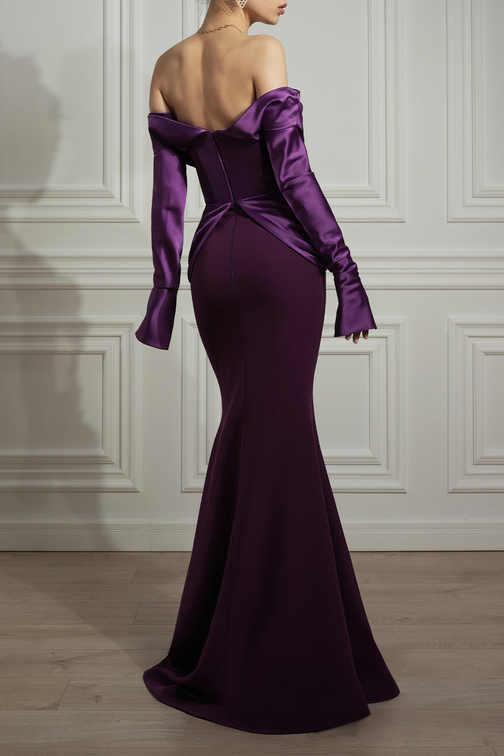 Siri Plum Satin and Crepe Dress