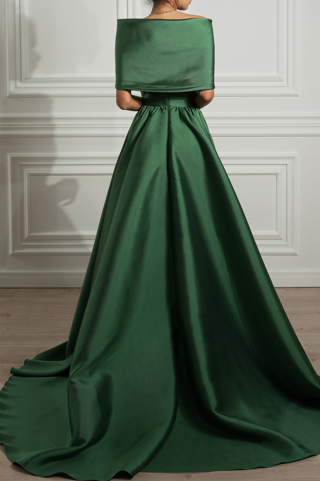 Alaya Mikado Dress In Forest-Green Rhea Costa Alaya Mikado Dress In Forest-Green Rhea Costa