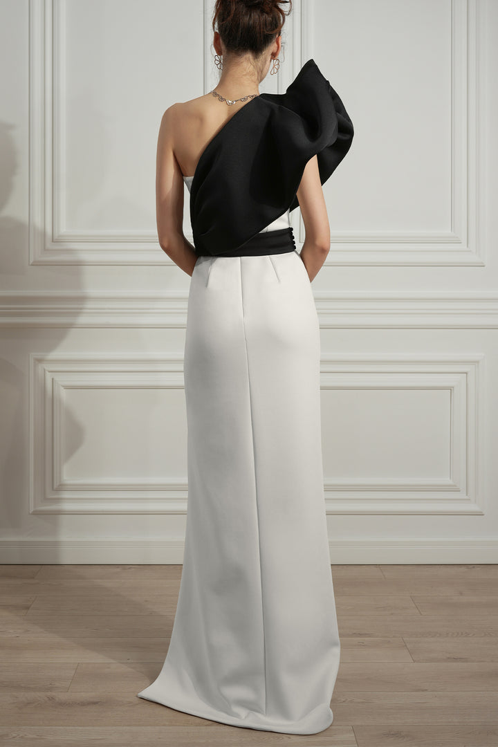 Shay Scuba Dress With Detachable One-Shoulder Structure