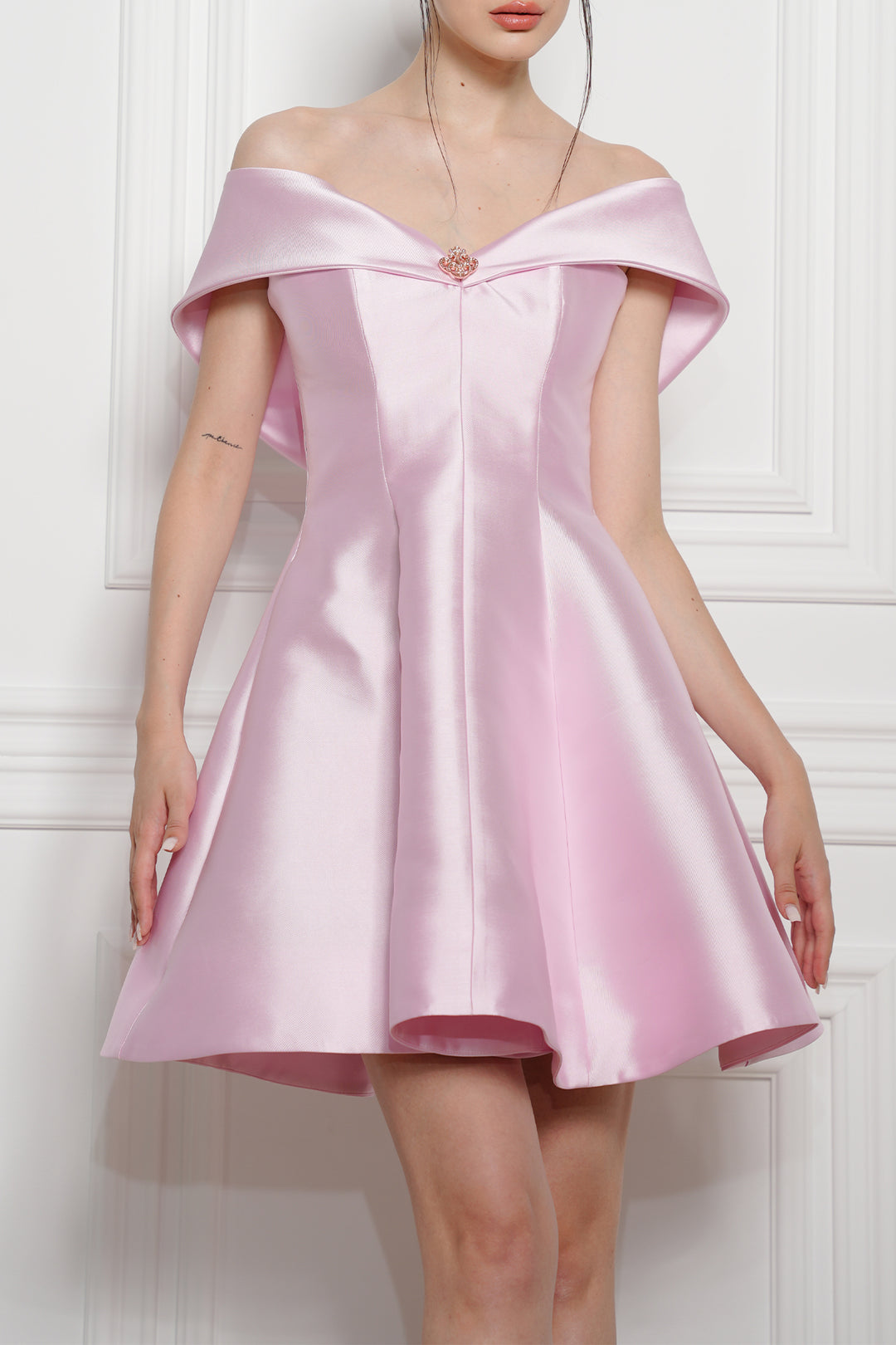 Ellie Soft Lilac Mikado Short Dress