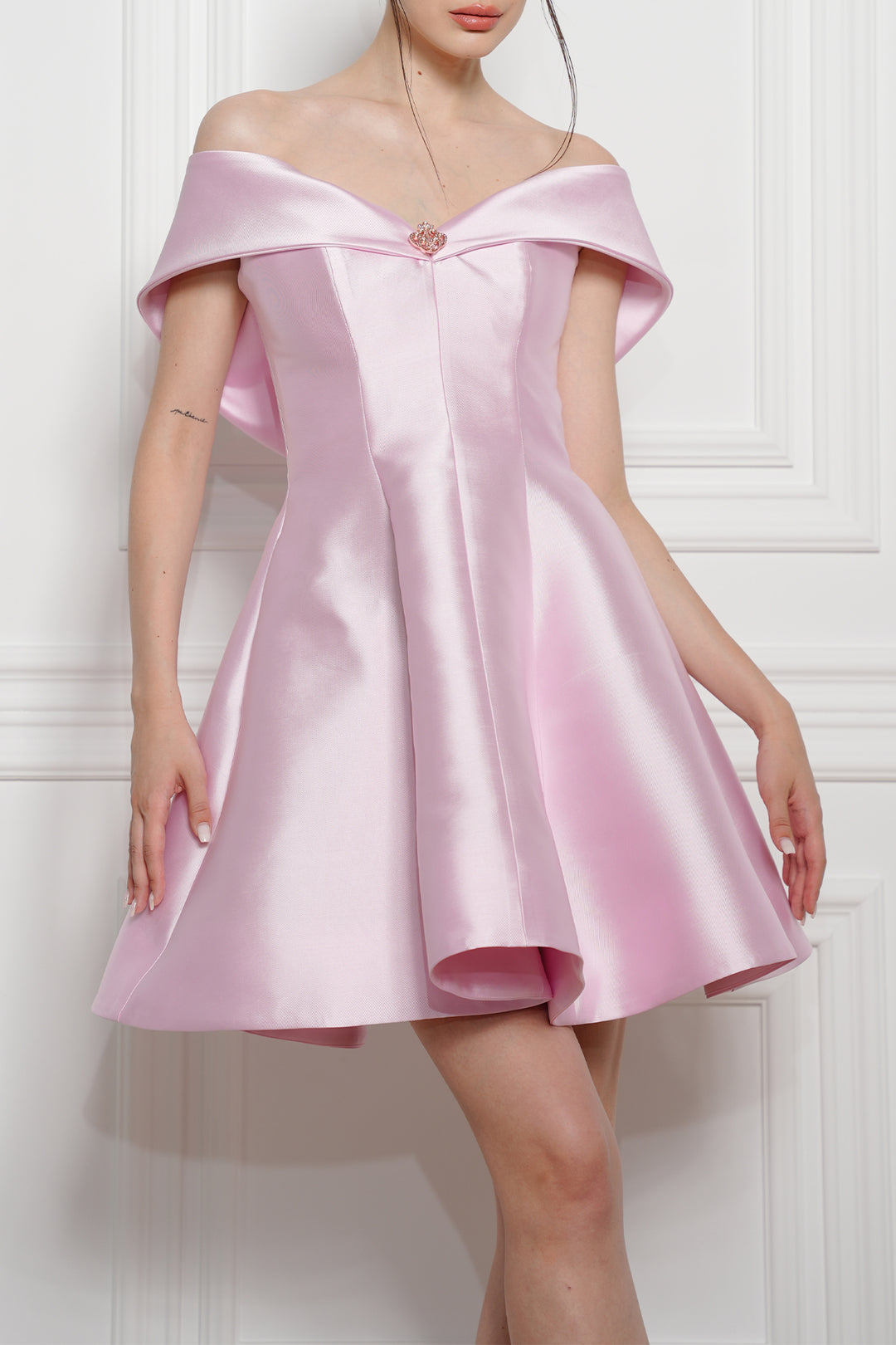 Ellie Soft Lilac Mikado Short Dress