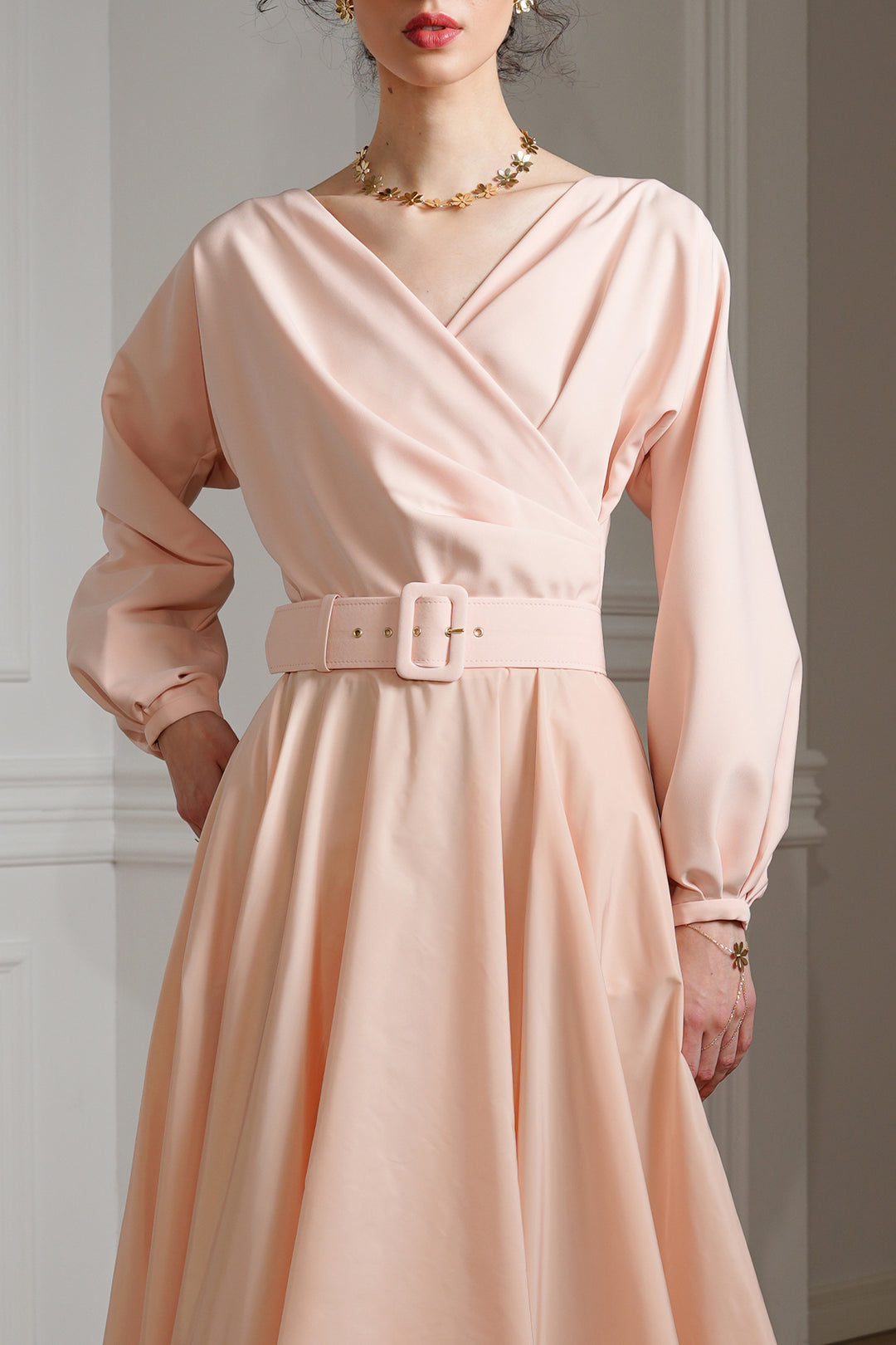 Alice Long Dress In Soft-Peach