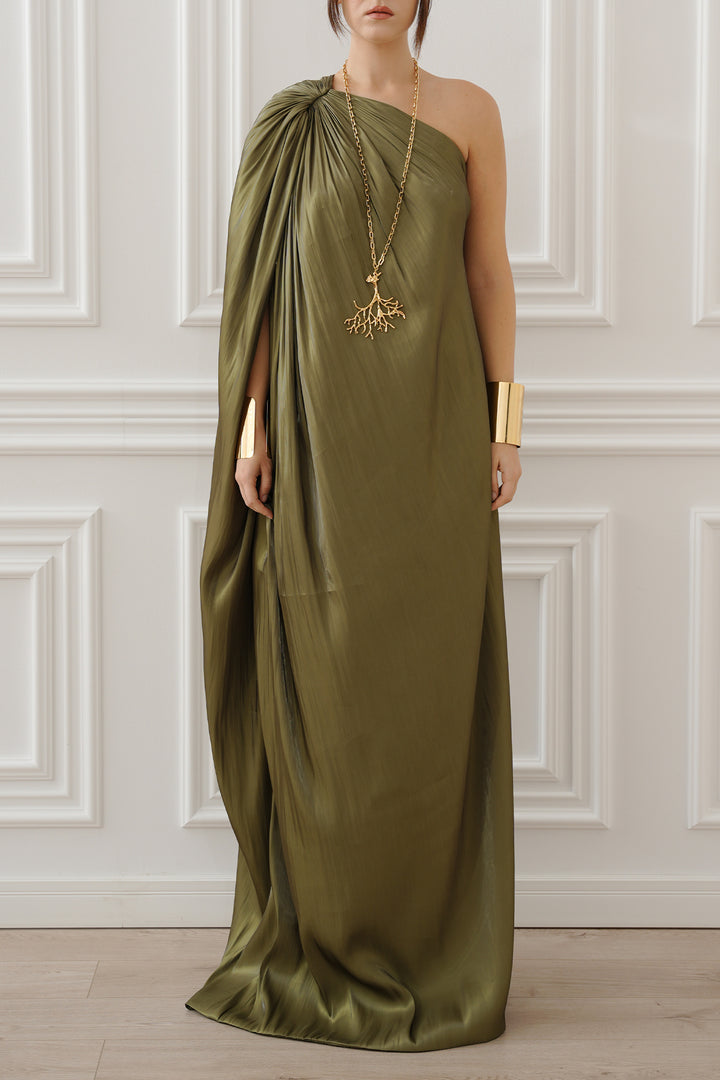 Isla Long Dress In Olive