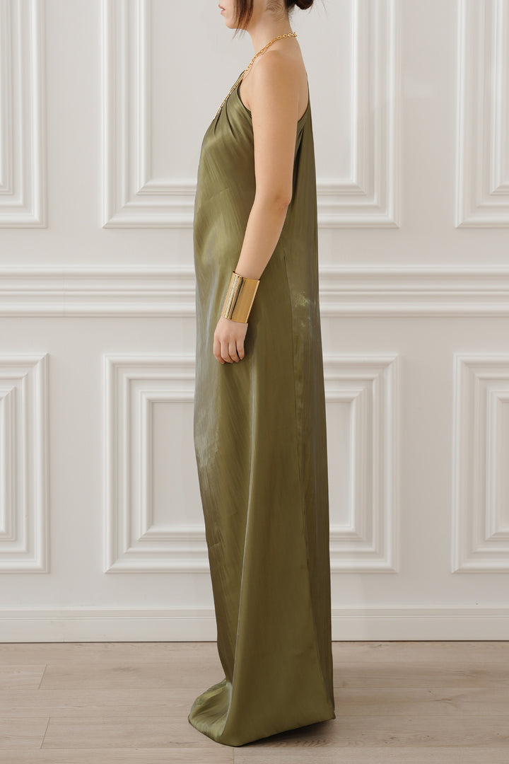 Isla Long Dress In Olive