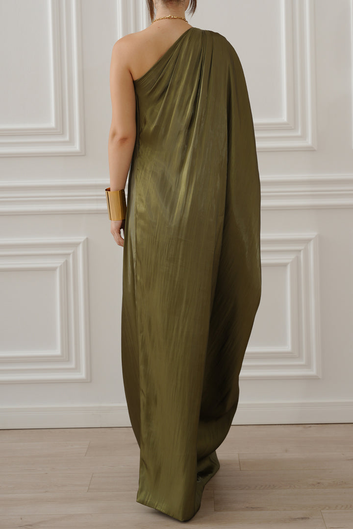 Isla Long Dress In Olive