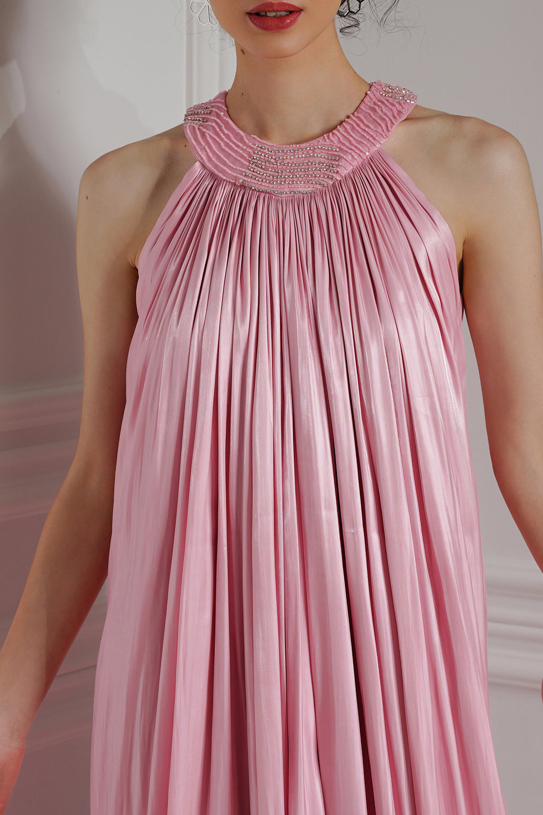 Remi Glazed Chiffon Dress In Candy Pink