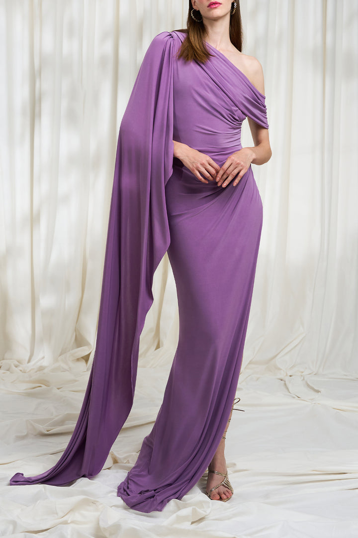 Palmer Jersey Long Dress In Dusty-Lilac