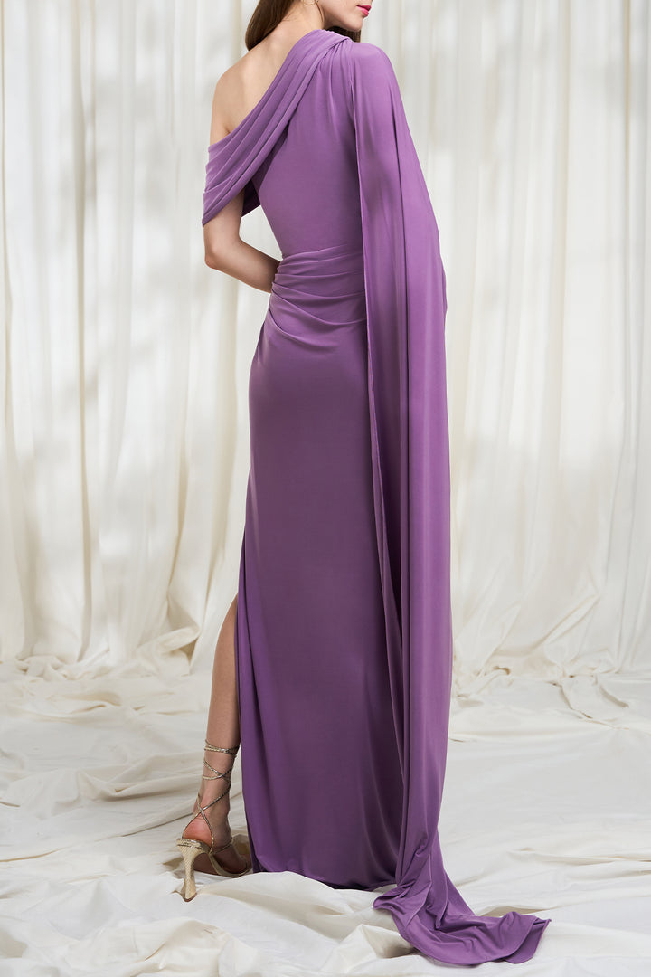 Palmer Jersey Long Dress In Dusty-Lilac