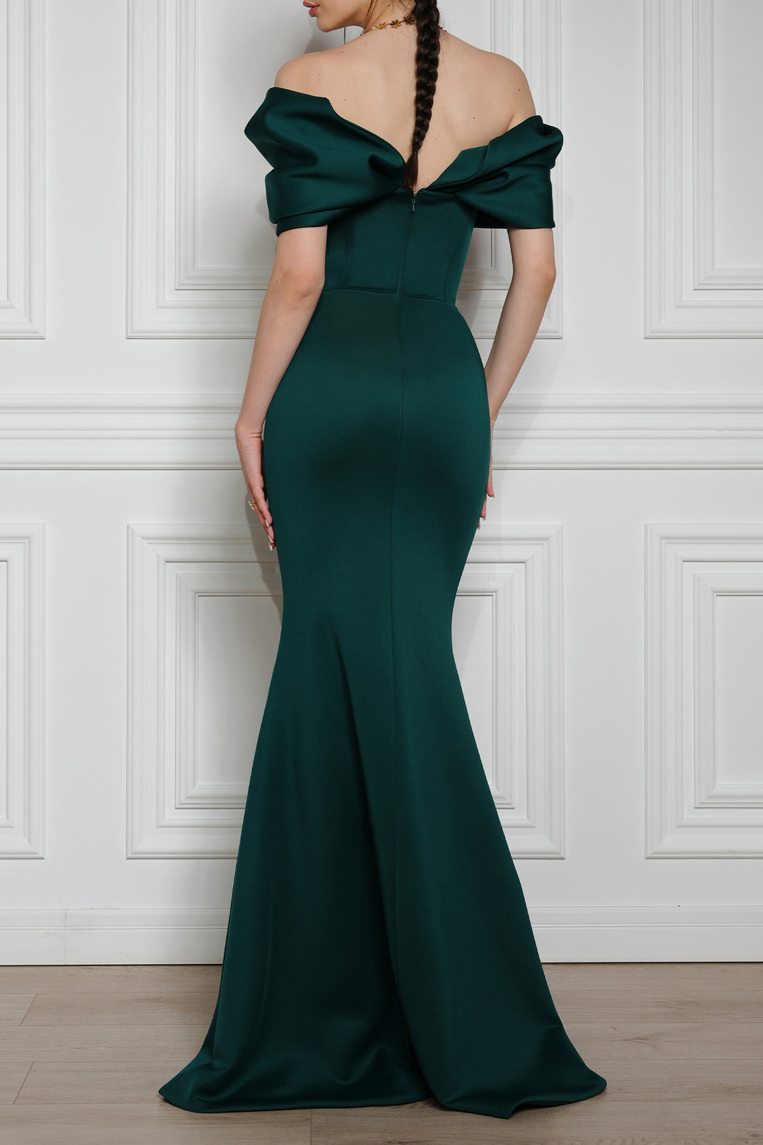 Ivonna Scuba Dress In Dark Green