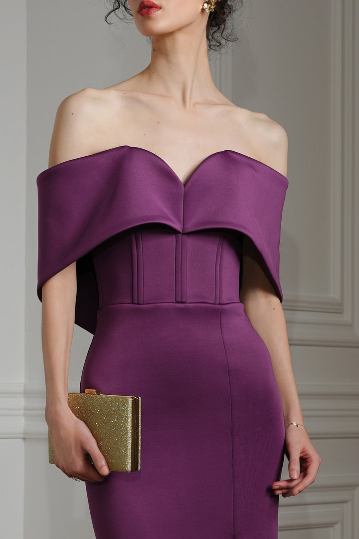 Porter Scuba Dress In Plum