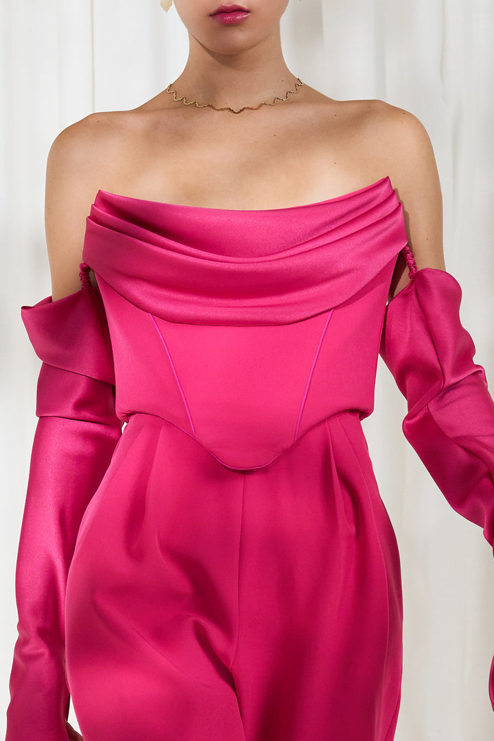 Raven Strapless Jumpsuit In Fuchsia