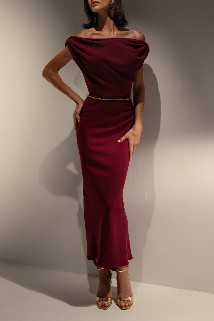 Sylvie Midi Dress In Burgundy